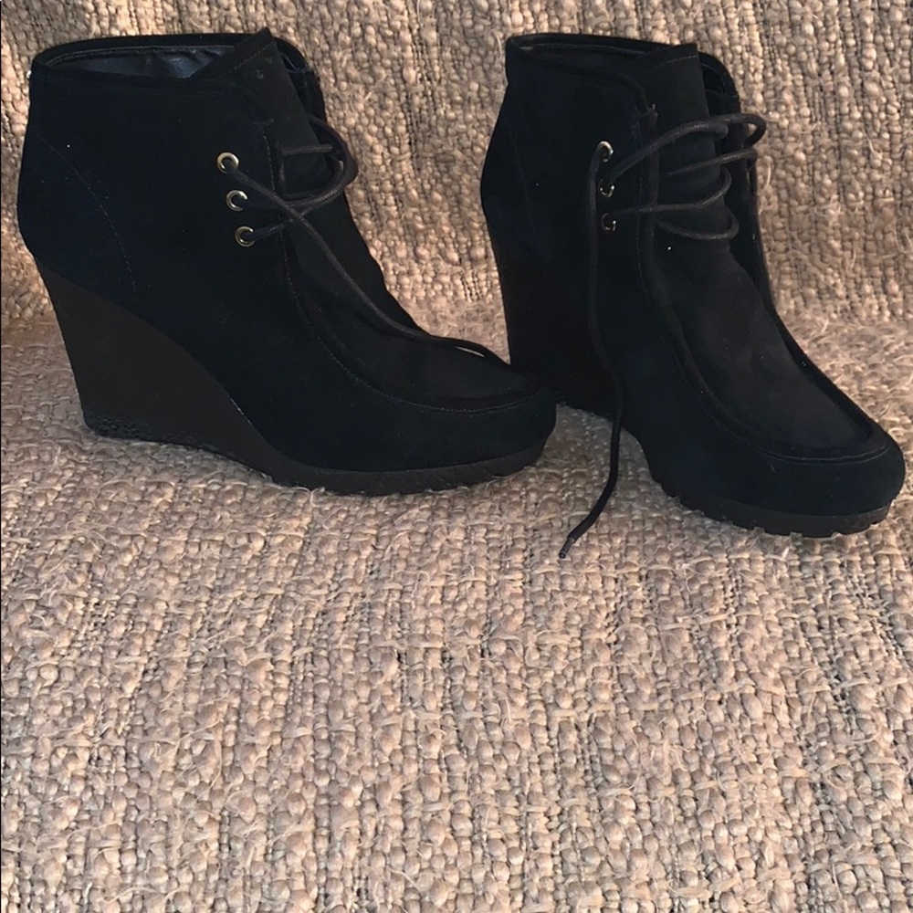 Michael Kors, Black Suede Wedge Boots, Size 11